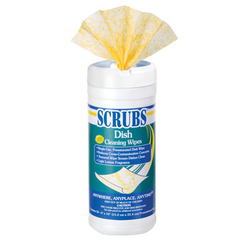 SCRUBS Dish Cleaning Wipes, Lemon, 50/Canister, Case of 2