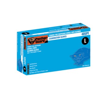 Global Glove Panther-Guard Blue XL Powder Free Disposable Gloves - Medical Grade - 9.5 in Length - Smooth Finish - 5 mil Thick - 405PF-XL