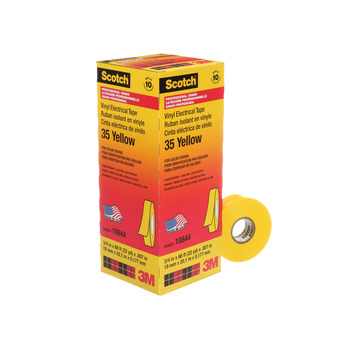 3M Scotch 35 Yellow PVC Insulating Tape - 3/4 in x 66 ft - 0.75 in Wide - 7 mil Thick - 10844