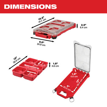Milwaukee PACKOUT Red Compact Organizer - 16.38 in Length - 9.76 in Wide - 48-22-8436