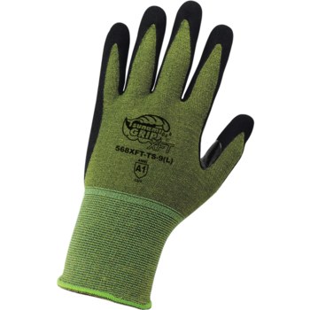 Global Glove Tsunami Grip XFT Forest Green 4 (Kids) Bamboo/Nylon/Spandex Work Gloves - Reinforced Thumb - Level A1 Cut Resistance - Nitrile Coating - 568XFT-TS