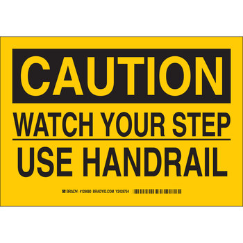 Picture of Brady B-401 High Impact Polystyrene Rectangle Yellow English Safety Awareness Sign part number 129079 (Main product image)