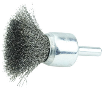 Weiler Steel Cup Brush - Unthreaded Stem Attachment - 3/4 in Diameter - 0.006 in Bristle Diameter - 10005