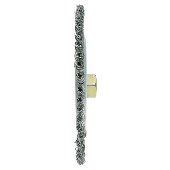 Weiler Roughneck 09200 Wheel Brush - 7 in Dia - Knotted - Stringer Bead Stainless Steel Bristle