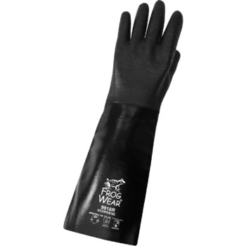 Global Glove Frogwear 9918R Black Large Chemical-Resistant Gloves - 18 in Length - Rough Finish - 9918R/LG