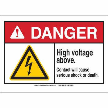 Picture of Brady B-120 Fiberglass Rectangle White English Electrical Safety Sign part number 144406 (Main product image)