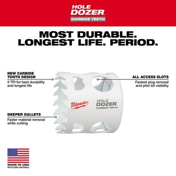 Milwaukee HOLE DOZER Hole Saw 49-56-0746 - 3 TPI - 4 1/2 in Diameter - Carbide Tipped