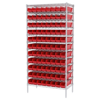 Picture of Akro-Mils AWS183630128 Shelfmax 2000 lb Adjustable Red Chrome Steel Open Fixed Shelving System (Main product image)