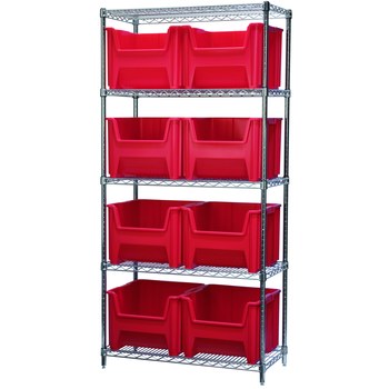 Picture of Akro-Mils AWS183613018 Stak-N-Store 2000 lb Adjustable Red Chrome Steel Open Fixed Shelving System (Main product image)