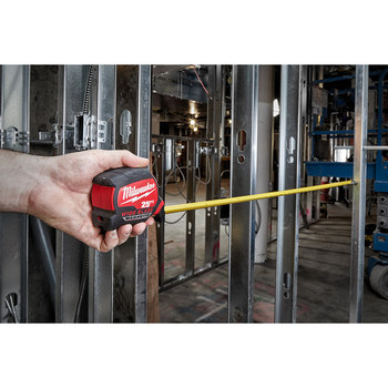 25 ft Red/Black Wide Blade Magnetic Tape Measure by Milwaukee at