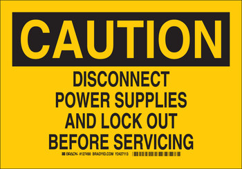 Picture of Brady B-555 Aluminum Rectangle Yellow English Electrical Safety Sign part number 127491 (Main product image)