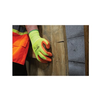 Global Glove Gripster 360HV Orange Large Nylon Work Gloves - Rubber Foam Palm & Fingers Coating - Rough Finish - 360HV/LG