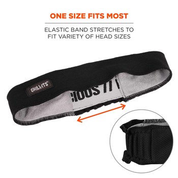 Ergodyne Chill-Its 6605 Black Hi Cool/Terry Cloth Stand Alone Sweatband - 720476-12433