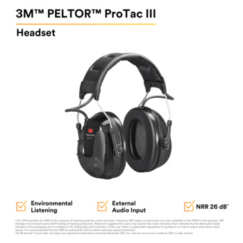 3M Peltor MT13H221A Black Listen-Only Headset - 21 dB NRR - 054596-12322