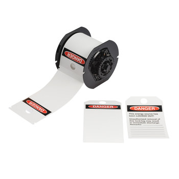 Picture of Brady Red on White Outdoor Polyester Thermal Transfer B30-255-851-OSHADB Pre-sized Tags for Printers (Main product image)