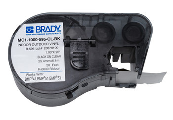 Picture of Brady Clear / Black Thermal Transfer MC1-1000-595-CL-BK Continuous Thermal Transfer Printer Label Cartridge (Main product image)
