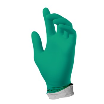 SW Sustainability Solutions PowerForm PF-95GW Green/White L Powder Free Disposable Gloves - Medical Exam Grade - 9.5 in Length - Textured Fingers Finish - 4.9 mil Thick - N189474