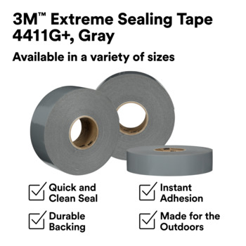 3M 7100359828 Gray Extreme Sealing Tape - 3 in Width x 36 yd Length - 40 mil Thick - 75937