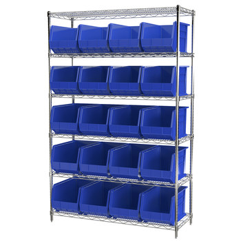 Picture of Akro-Mils AWS184830260 Akrobin 2000 lb Adjustable Blue Chrome Steel Open Fixed Shelving System (Main product image)