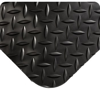Picture of Wearwell Smart 497 Black/Yellow PVC Surface/Recycled Urethane Sponge Base Diamond-Plate Anti-Fatigue Mat (Main product image)