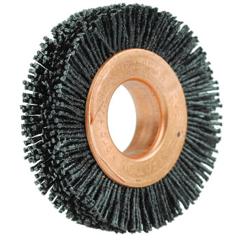 Weiler Burr-Rx 17541 Wheel Brush - 1 1/2 in Dia - Crimped Round Nylon Bristle