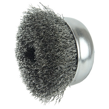 Weiler Steel Cup Brush - Threaded Nut Attachment - 3 in Diameter - 5/8 in-11 UNC Center Hole - 0.014 in Bristle Diameter - 13245