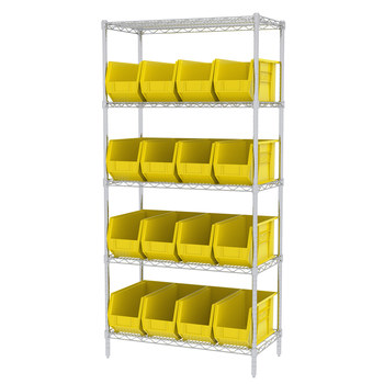 Picture of Akro-Mils AWS183630265 Akrobin 2000 lb Adjustable Yellow Chrome Steel Open Fixed Shelving System (Main product image)