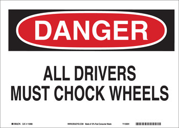 Picture of Brady B-563 High Density Polypropylene Rectangle White English Truck Driver Instruction Sign part number 116163 (Main product image)