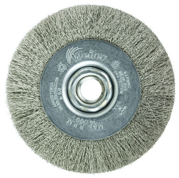 Weiler 00156 Wheel Brush - 4 in Dia - Crimped Stainless Steel Bristle
