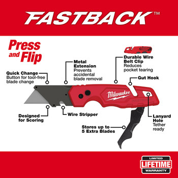 Milwaukee FASTBACK 48-22-1504 Utility Knife Set - Steel - 6.87 in - 55781