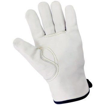 Global Glove White 2XL Cowhide Cut-Resistant Gloves - ANSI A9 palm, ANSI A7 bottom of fingers and thumb Cut Resistance - AC3200-11(2XL)