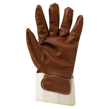Ansell Hyd-Tuf 52-547 Brown/Gray 9 Cotton/Leather Work Gloves - Nitrile Palm Only Coating - 207480