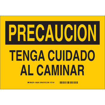Picture of Brady B-555 Aluminum Rectangle Yellow English / Spanish Fall Prevention Sign part number 38245 (Main product image)