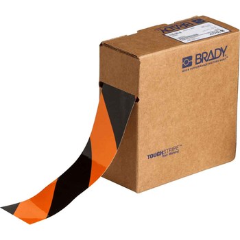 Brady ToughStripe Black / Orange Floor Marking Tape - 2 in Width x 100 ft Length - 0.008 in Thick - 84523