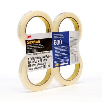 3M Scotch 600 Box Sealing Tape 74897, 3/4 in x 72 yd, Clear | RSHughes.com