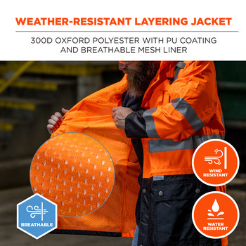 Ergodyne GloWear Rain Jacket 8386 25464 - Size Large - Orange