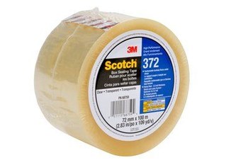 3M Scotch 372 Clear Box Sealing Tape - 72 mm Width x 100 m Length - 2.2 mil Thick - 68759