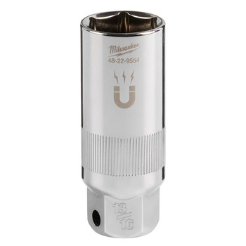 Milwaukee 48-22-9554 Magnetic Spark Plug Socket - Chrome Vanadium Steel - 3/8 in Drive - Deep Length - 2.68 in Length - 61118