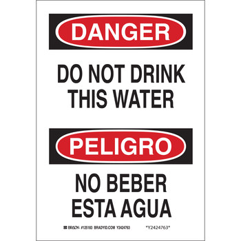 Picture of Brady B-555 Aluminum Rectangle White English / Spanish Water Sanitation Sign part number 125181 (Main product image)