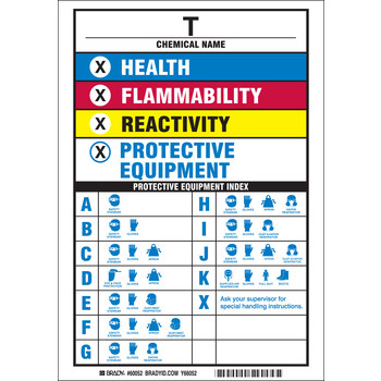 Picture of Brady B-302 Polyester Rectangle English Hazardous Material Identification Guide (HMIG) Sign part number 60052 (Main product image)