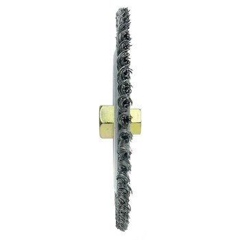 Weiler Dually 79800 Wheel Brush - 7 in Dia - Knotted - Stringer Bead Steel Bristle