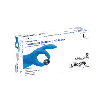 Global Glove Blue Medium Powder Free Disposable Gloves - Industrial Grade - 10 in Length - Smooth Finish - 2 mil Thick - 8605PF-M