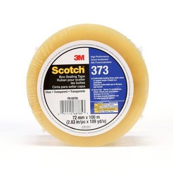 3M Scotch 373 Clear Box Sealing Tape - 72 mm Width x 100 m Length - 2.5 mil Thick - 68785
