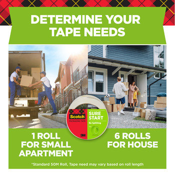 3M Scotch 3450-2 Clear Box Sealing Tape - 48 mm Width x 54.6 yd Length - 2.6 mil Thick - 91456