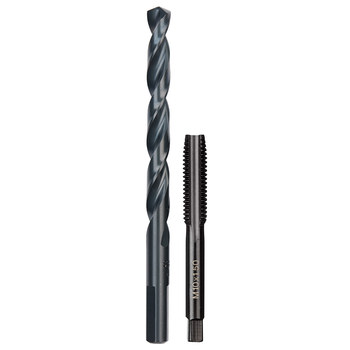 Milwaukee 10 mm x 1.5 Coarse Plug Tap & Drill Bit 49-57-5554 - 4 Flute - Black Oxide - 76.2 mm Overall Length - High Carbon Steel