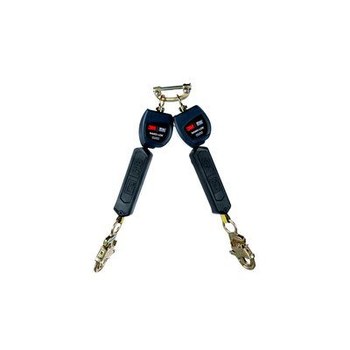3M DBI-SALA Nano-Lok Quick Connect Self-Retracting Lifeline 3101279, Twin-Leg - 6 ft Length - Steel Snap Hook
