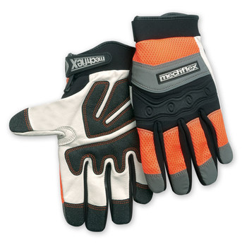 Picture of Chicago Protective Apparel Mechflex Black/Gray/High-Visibility Orange Large Goatskin Leather Mechanic's Gloves (Main product image)
