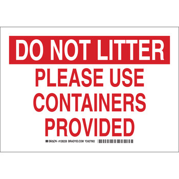 Picture of Brady B-555 Aluminum English Litter Sign part number 128229 (Main product image)