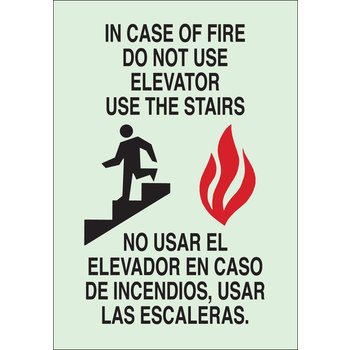 Picture of Brady Bradyglo B-324 Polyester Rectangle White English / Spanish In Case Of Fire Sign part number 90555 (Main product image)