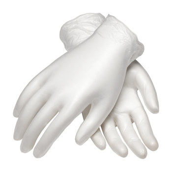 Picture of PIP Cleanteam 100-2824 Clear Large Vinyl Disposable Cleanroom Gloves (Main product image)